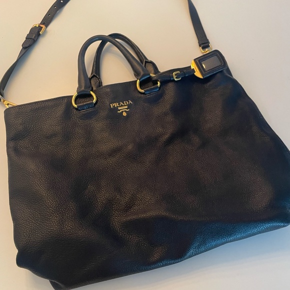 Prada Black Vitello Daino Leather Shopping Tote - Picture 2 of 7